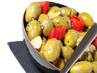 Olive Verdi Schiacciate Condite